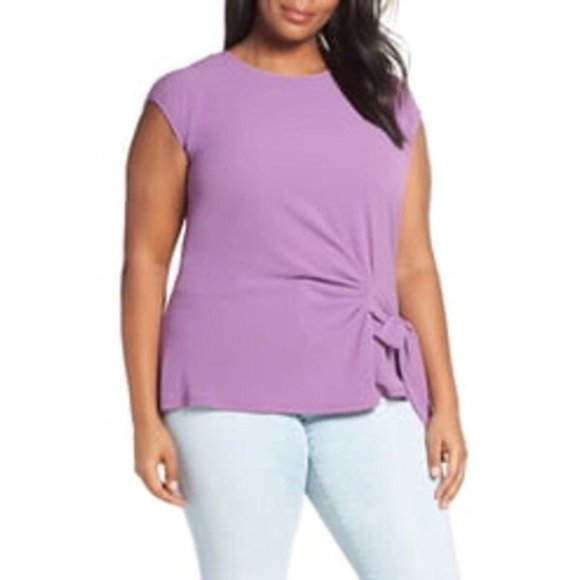 Vince Camuto Purple Tie Front Tulip Blouse 1X - Picture 1 of 5